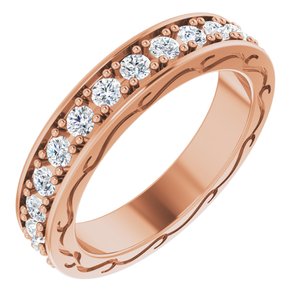 14k rose 3/4 ctw diamond round eternity band size 5