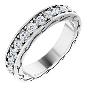 14k white 3/4 ctw diamond round eternity band size 5