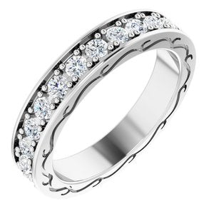 14k white 1 ctw diamond round eternity band size 7