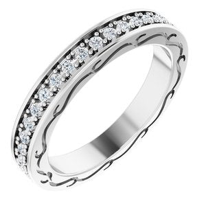 14k white 3/8 ctw diamond round eternity band size 5