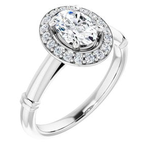 14k white 7x5 mm oval forever  moissanite & 1/6 ctw diamond engagement ring  