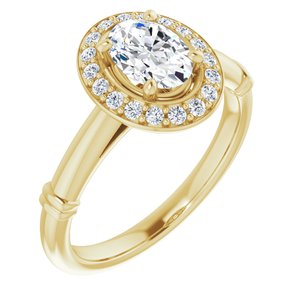 14k yellow 7x5 mm oval forever  moissanite & 1/6 ctw diamond engagement ring  