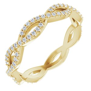 14k yellow 1/3 ctw diamond infinity-inspired eternity band size 7.5