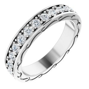 14k white 1/2 ctw diamond round eternity band size 6