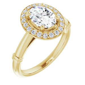 14k yellow 8x6 mm oval forever  moissanite & 1/6 ctw diamond engagement ring  