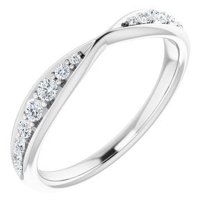 14k white 1/5 ctw diamond pinched contour band