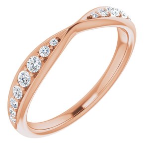 14k rose 1/5 ctw diamond pinched contour band