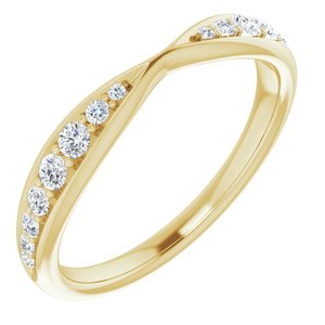 14k yellow 1/5 ctw diamond pinched contour band