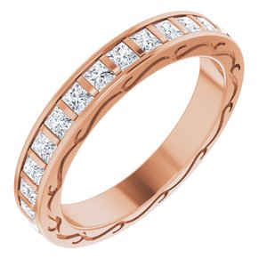 14k rose 7/8 ctw diamond square eternity band size 7 