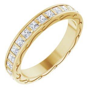 14k yellow 7/8 ctw diamond square eternity band size 7 