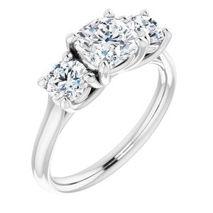 platinum 6 mm cushion forever  moissanite engagement ring  