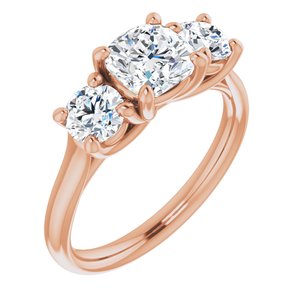 14k rose 6 mm cushion forever  moissanite engagement ring  