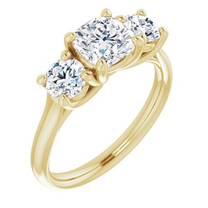 14k yellow 6 mm cushion forever  moissanite engagement ring  