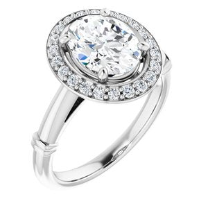 platinum 9x7 mm oval forever  moissanite & 1/5 ctw diamond engagement ring  