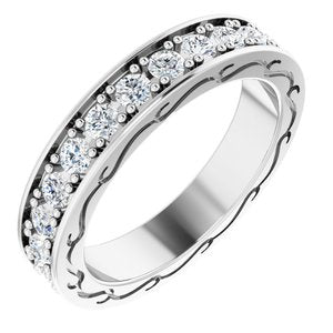 14k white 1 ctw diamond round eternity band size 6