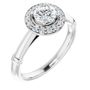 platinum 5 mm round forever  moissanite & 1/8 ctw diamond engagement ring  