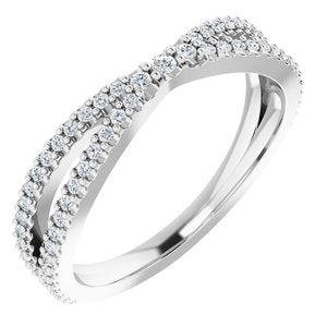 14k white 1/3 ctw diamond contour band 