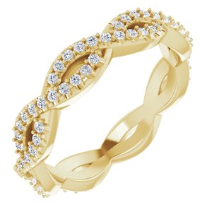 14k yellow 1/3 ctw diamond infinity-inspired eternity band size 4.5