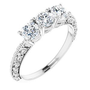 14k white .75 ctw diamond three-stone anniversary band