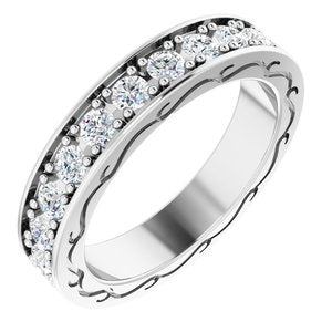 14k white 1 3/8 ctw diamond round eternity band size 7