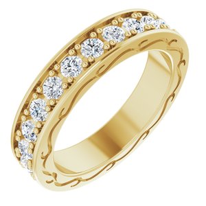 14k yellow 1 ctw diamond round eternity band size 5