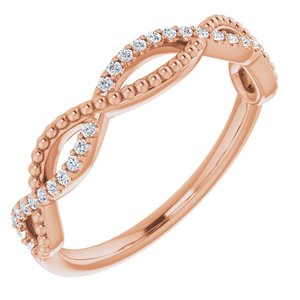 14k rose 1/8 ctw diamond infinity-inspired beaded anniversary band