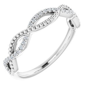 platinum 1/8 ctw diamond infinity-inspired beaded anniversary band