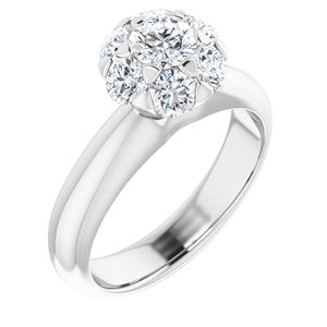 10k white 1 ctw diamond cluster engagement ring