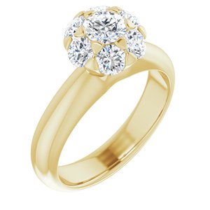 14k yellow 1 ctw diamond cluster engagement ring