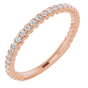 14k rose 1/4 ctw diamond rope anniversary band