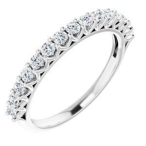 14k white 2 mm round 1/2 ctw diamond anniversary band