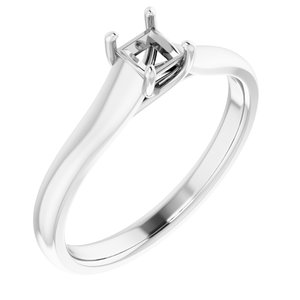 sterling silver 3.5x3.5 mm square solitaire engagement ring mounting