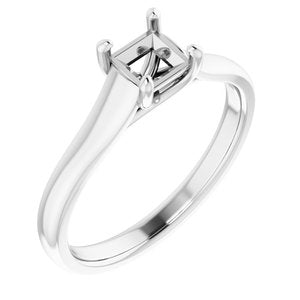 platinum 4.5x4.5 mm square solitaire engagement ring mounting