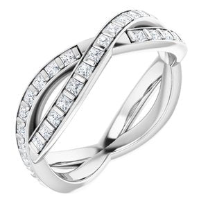 14k white 9/10 ctw diamond square eternity band size 6