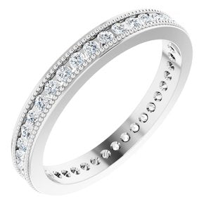 14k white 1/2 ctw diamond eternity milgrain band size 7