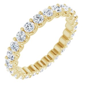 14k yellow 2.5 mm round forever  moissanite eternity band size 8.25