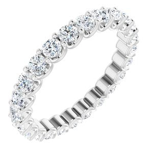 14k white 2.5 mm round forever  moissanite eternity band size 7.25