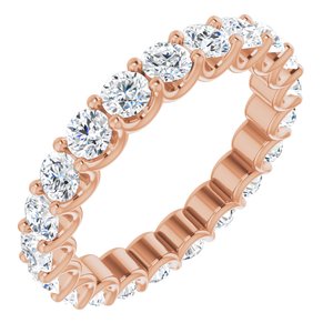 14k rose 3 mm round forever  moissanite eternity band size 4.5