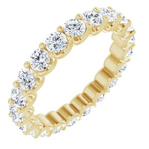 14k yellow 3 mm round forever  moissanite eternity band size 5