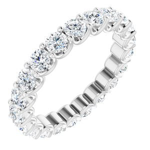 14k white 3 mm round forever  moissanite eternity band size 5