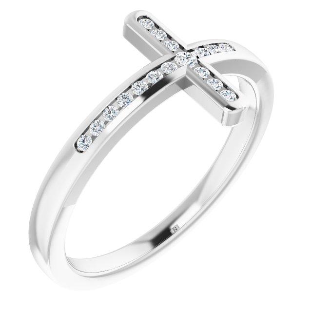 sterling silver 1/10 ctw diamond sideways cross ring 