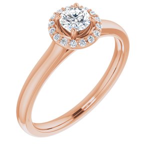 14k rose 4 mm round forever  moissanite & .08  ctw diamond engagement ring  