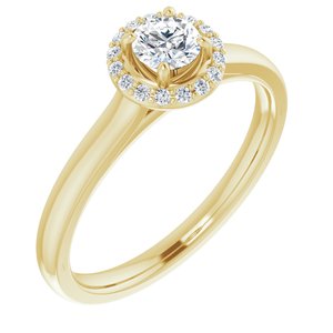 14k yellow 4 mm round forever  moissanite & .08  ctw diamond engagement ring  