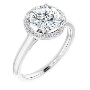 platinum 7.5 mm round forever  moissanite & 1/10 ctw diamond engagement ring  