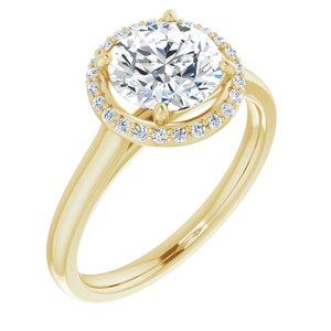 14k yellow 7.5 mm round forever  moissanite & 1/10 ctw diamond engagement ring  