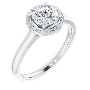 platinum 6 mm round forever  moissanite & 1/10 ctw diamond engagement ring  