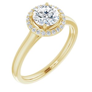 14k yellow 6 mm round forever  moissanite & 1/10 ctw diamond engagement ring  