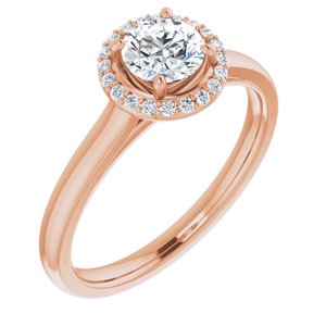 14k rose 5 mm round forever  moissanite & .08  ctw diamond engagement ring  