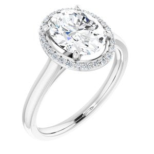 platinum 9x7 mm oval forever  moissanite & 1/10 ctw diamond engagement ring  