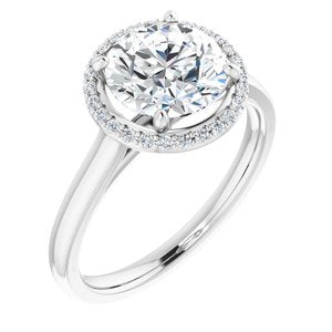 platinum 8 mm round forever  moissanite & 1/10 ctw diamond engagement ring  